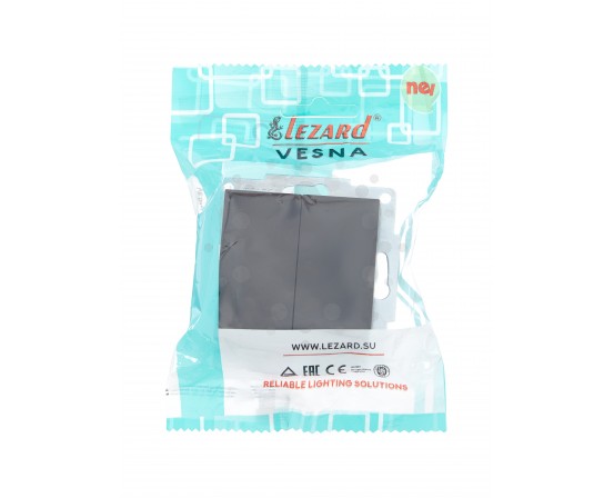 Выключатель двойной черный Lezard серия Vesna 742-4288-101 фото 4